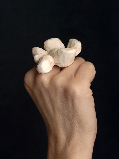 Vegan Ivory Flower Ring Size 8 - Image 5