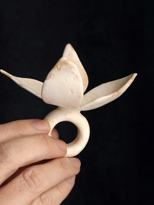 Vegan Ivory Flower Ring Size 8.5 - Image 4