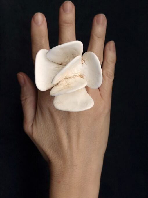 Vegan Ivory Flower Ring Size 8.5