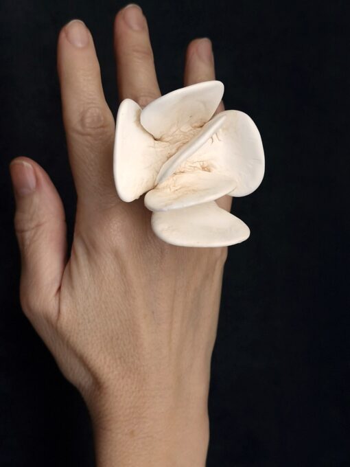 Vegan Ivory Flower Ring Size 8.5 - Image 2