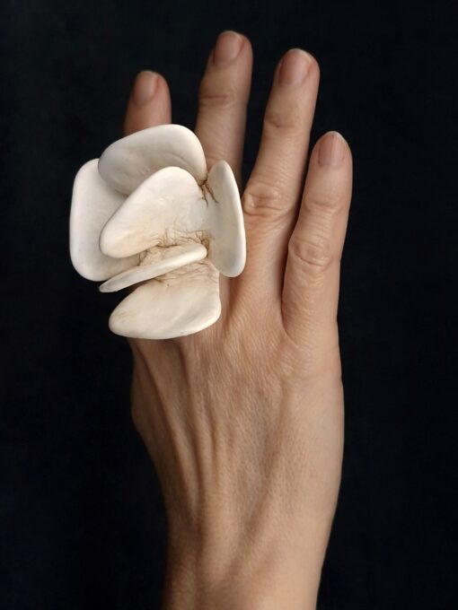 Vegan Ivory Flower Ring Size 8.5 - Image 4