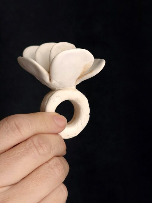 Vegan Ivory Flower Ring Size 8.5 - Image 3