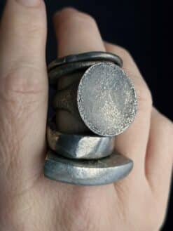 White Bronze Plated Alloy Rings (Set of 5) Size 8