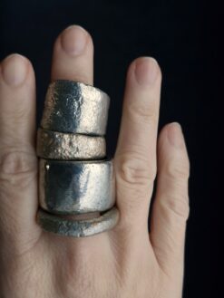 White Bronze Plated Alloy Rings (Set of 4) Size 10.5