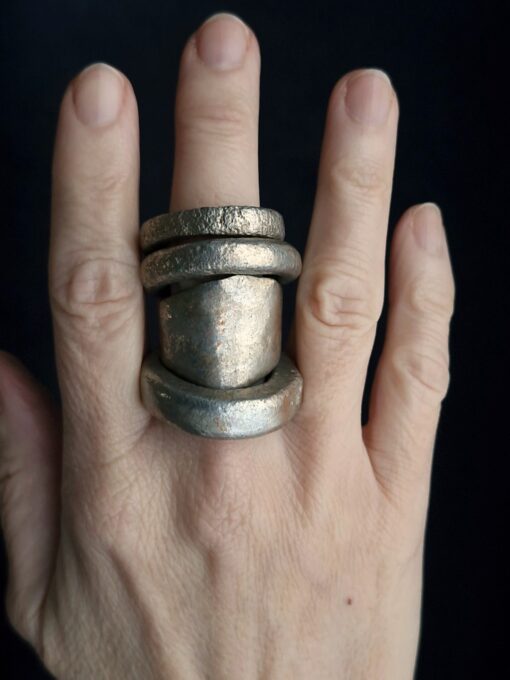 White Bronze Plated Alloy Rings (Set of 4) Size 9