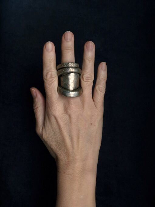 White Bronze Plated Alloy Rings (Set of 4) Size 9 - Image 2