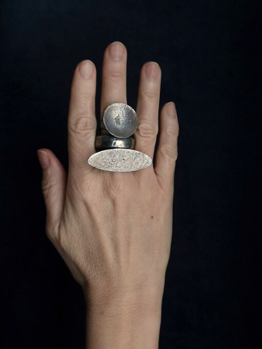 White Bronze Plated Alloy Rings (Set of 3) Size 8 - Image 2