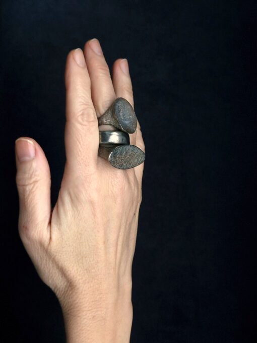 White Bronze Plated Alloy Rings (Set of 3) Size 8 - Image 3
