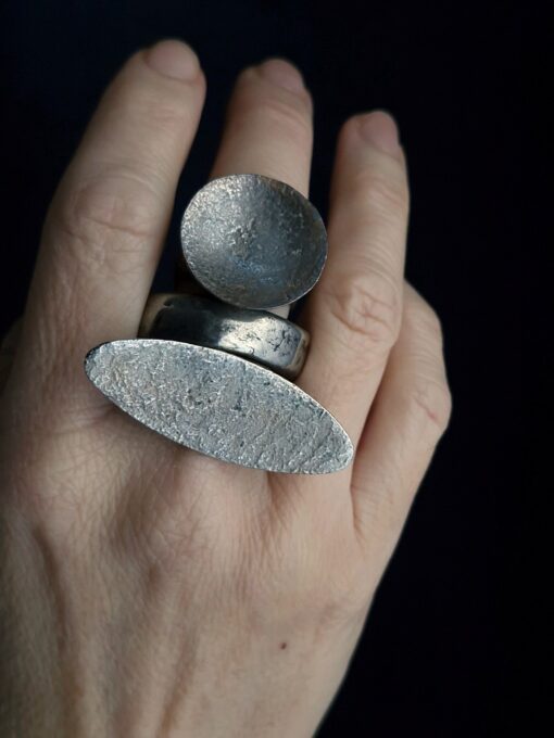 White Bronze Plated Alloy Rings (Set of 3) Size 8