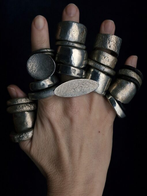 White Bronze Plated Alloy Rings (Set of 3) Size 8 - Image 5