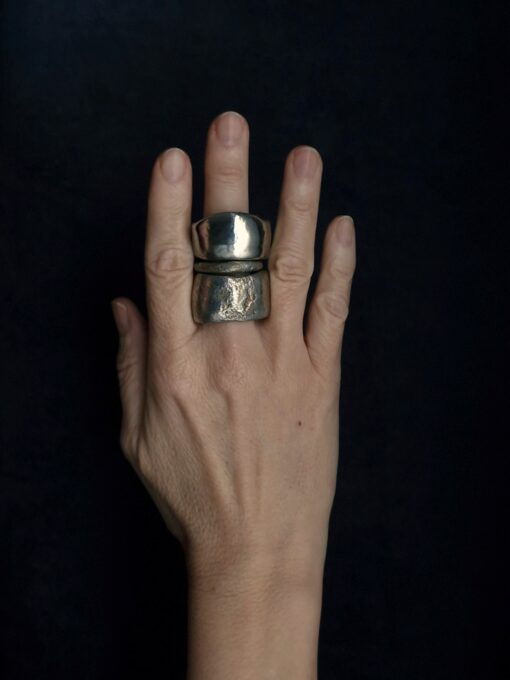 White Bronze Plated Alloy Rings (Set of 3) Size 9.5 - Image 2