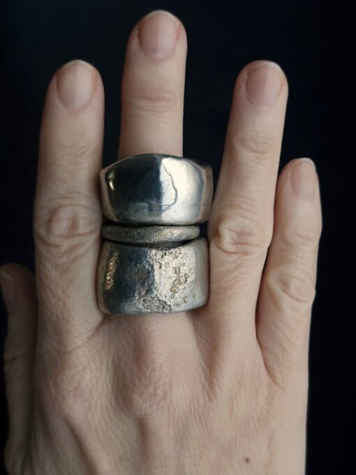 White Bronze Plated Alloy Rings (Set of 3) Size 9.5 - Image 3