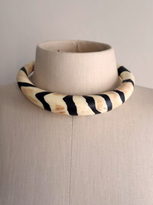 Black & Vegan Ivory Choker Necklace Size Medium - Image 3