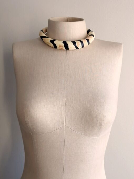 Black & Vegan Ivory Choker Necklace Size Medium - Image 4