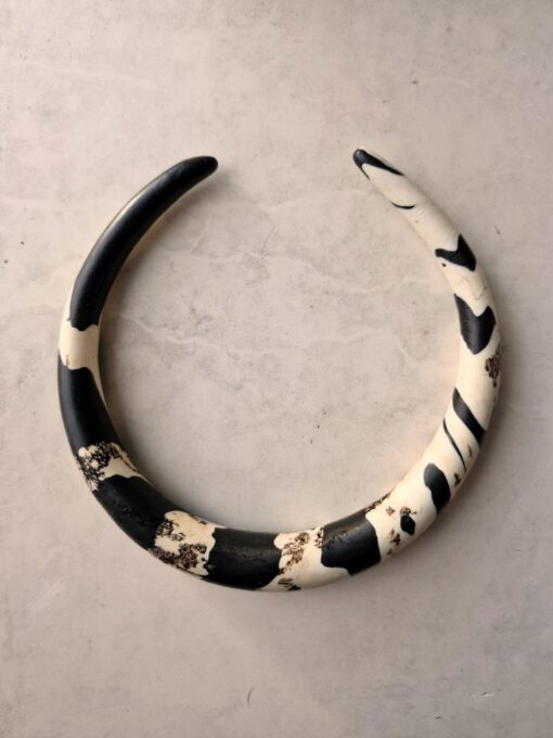 Black & Vegan Ivory Choker Necklace Size M - L