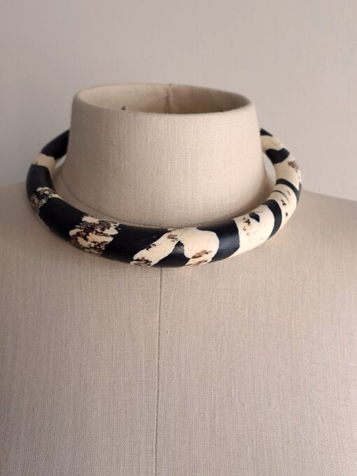 Black & Vegan Ivory Choker Necklace Size M - L - Image 3