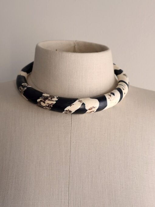 Black & Vegan Ivory Choker Necklace Size M - L - Image 6
