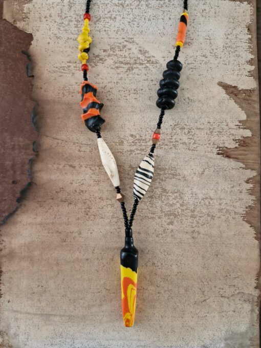 White, Black, Yellow & Orange Necklace