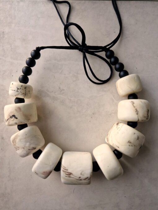 Adjustable Vegan Ivory & Black Necklace
