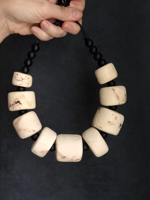 Adjustable Vegan Ivory & Black Necklace - Image 2