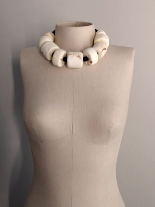 Adjustable Vegan Ivory & Black Necklace - Image 5