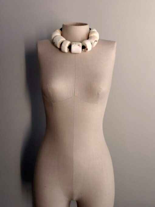 Adjustable Vegan Ivory & Black Necklace - Image 3