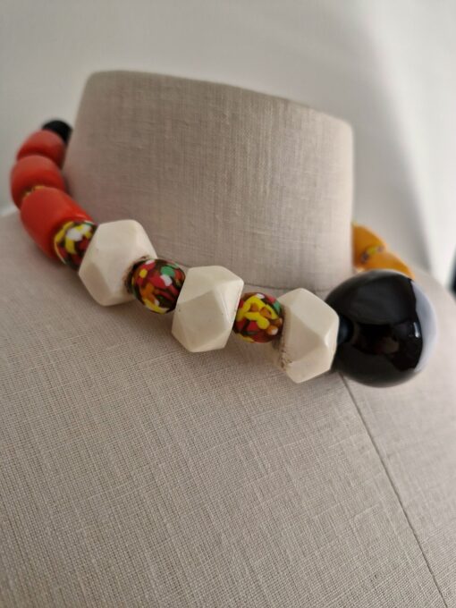 Adjustable Orange, Black, Yellow & White Necklace - Image 3