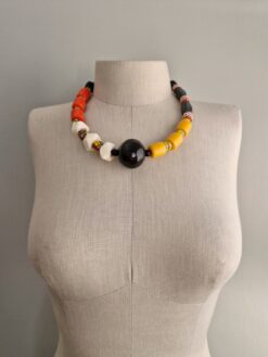 Adjustable Orange, Black, Yellow & White Necklace