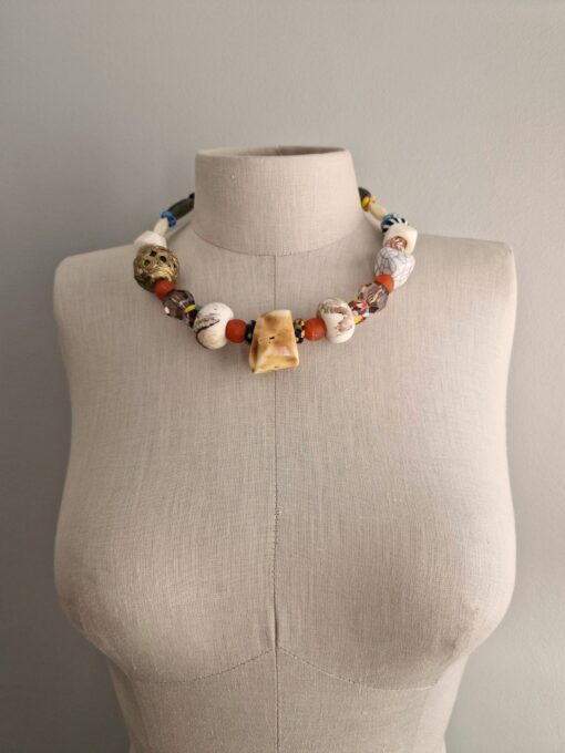 Adjustable White & Orange Necklace - Image 3