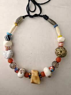 Adjustable White & Orange Necklace