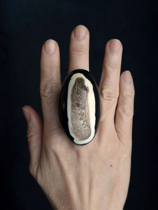 Black & Vegan Ivory Ring Size 9 - Image 2