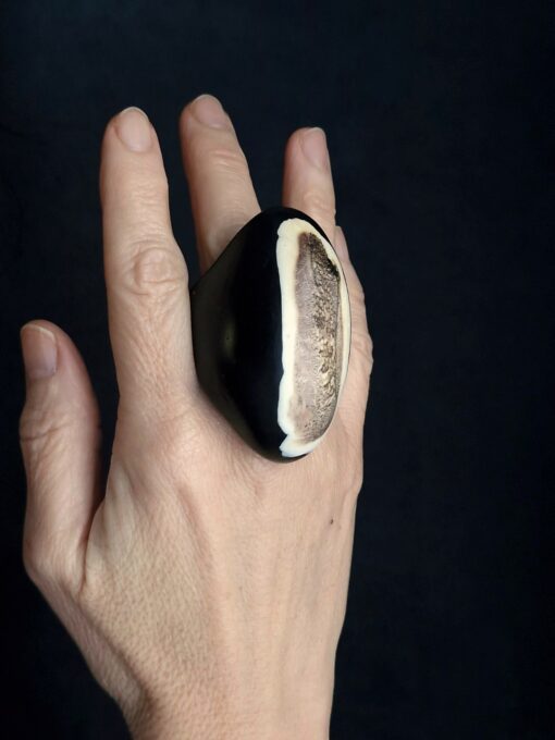Black & Vegan Ivory Ring Size 9