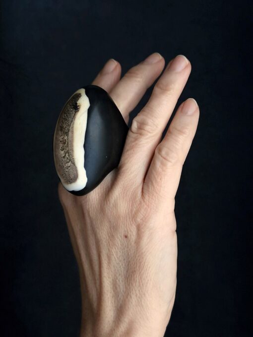 Black & Vegan Ivory Ring Size 9 - Image 3