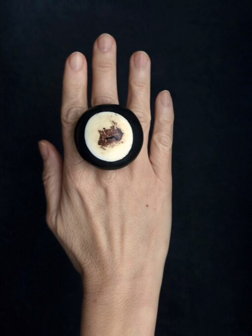 Black & Vegan Ivory Ring Size 7.5 - Image 2