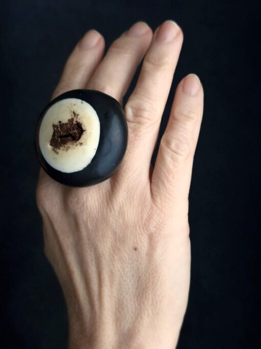 Black & Vegan Ivory Ring Size 7.5 - Image 3