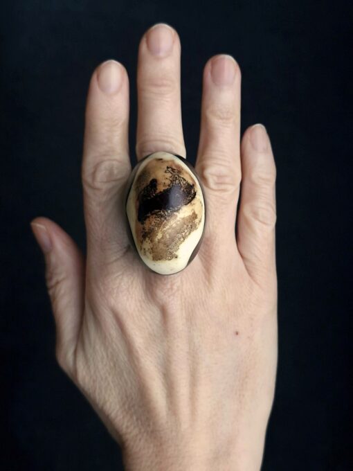 Black & Vegan Ivory Ring Size 7.5 - Image 2