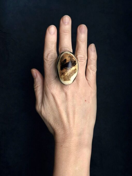 Black & Vegan Ivory Ring Size 7.5 - Image 4