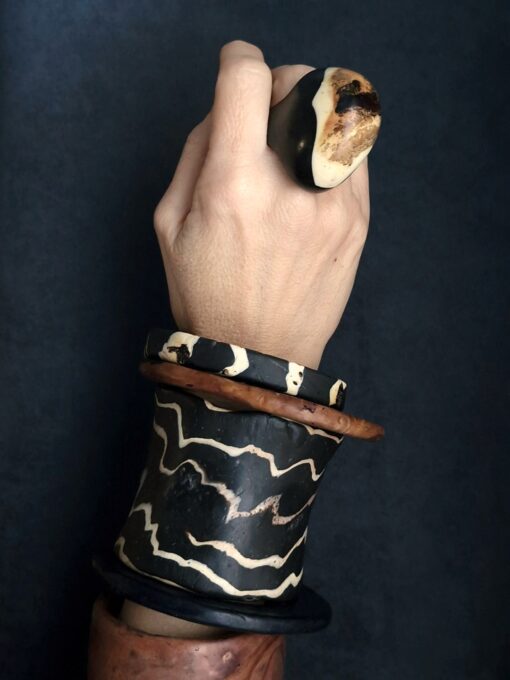 Black & Vegan Ivory Ring Size 7.5 - Image 5