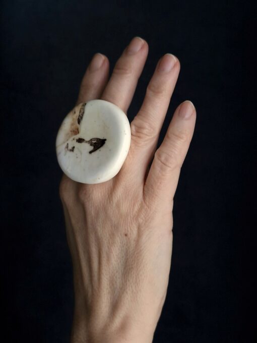 Vegan Ivory Ring Size 7.5 - Image 3