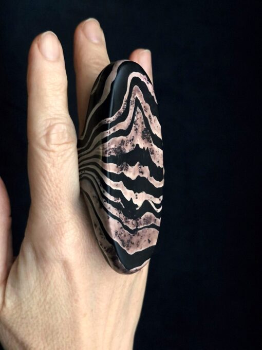 Black & Vegan Ivory Ring Size 8