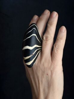 Black & Vegan Ivory Ring Size 8