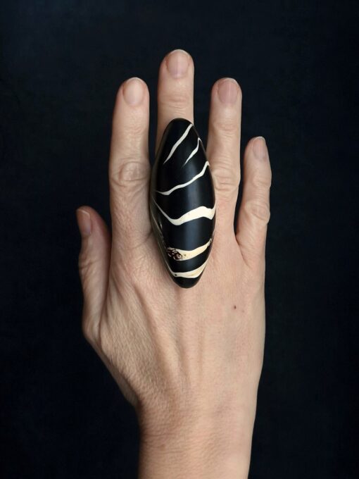 Black & Vegan Ivory Ring Size 8 - Image 2