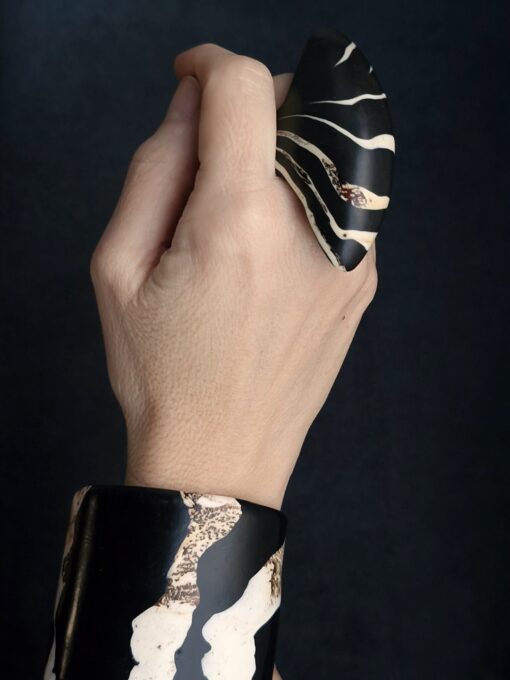 Black & Vegan Ivory Ring Size 8 - Image 4