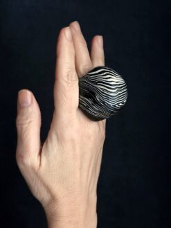 Vegan Ivory & Black Ring Size 8.5
