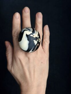 Black & Vegan Ivory Ring Size 6
