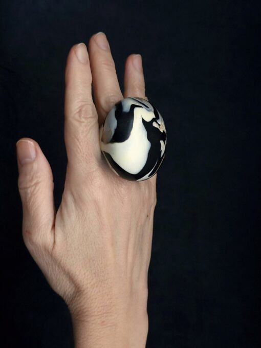Black & Vegan Ivory Ring Size 6 - Image 2