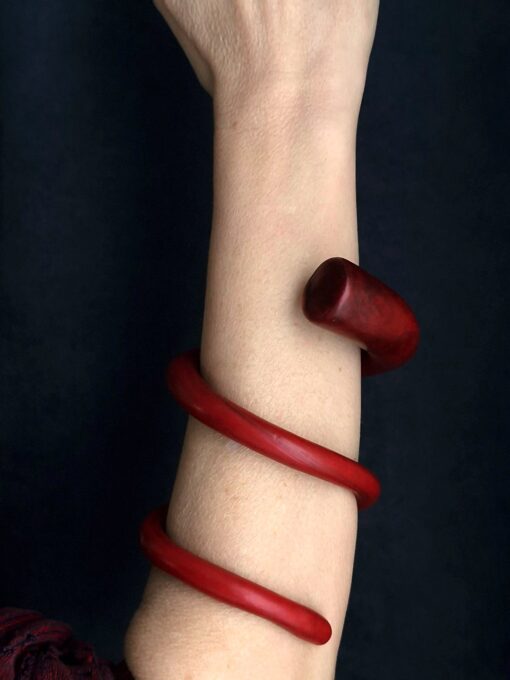 Red Double Wrap Snake Cuff Size M - L - Image 3