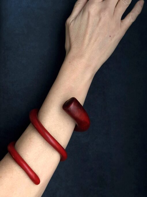 Red Double Wrap Snake Cuff Size M - L