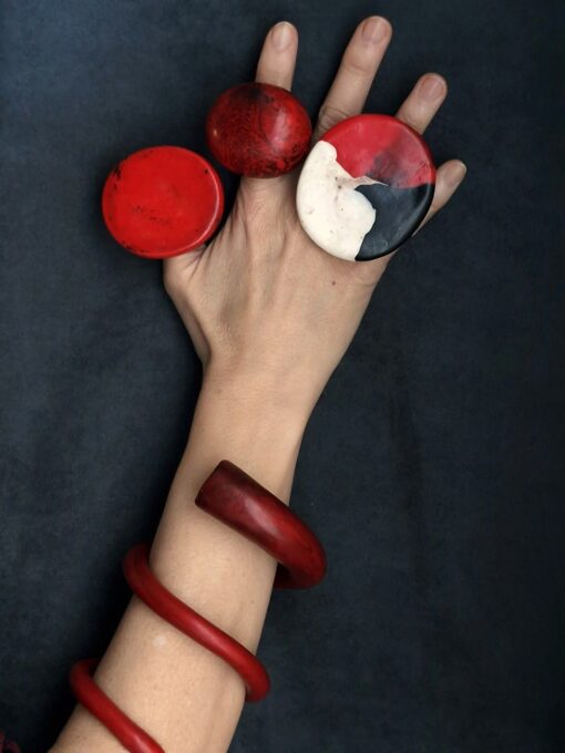 Red Double Wrap Snake Cuff Size M - L - Image 4