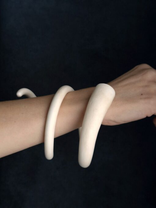 Vegan Ivory Snake Cuff Size XL